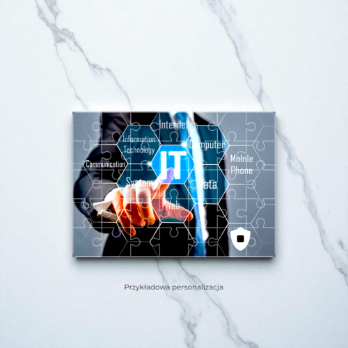 Personalizowane puzzle plastikowe z logo firmy – wyjątkowy gadżet reklamowy i prezent dla klientów lub pracowników.