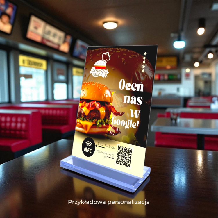 Prezenter metalowy NFC Opinie Google zwiększaj zaufanie klientów