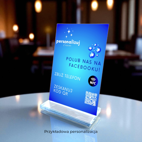 Prezenter metalowy NFC Facebook zdobywaj polubienia klientów social media