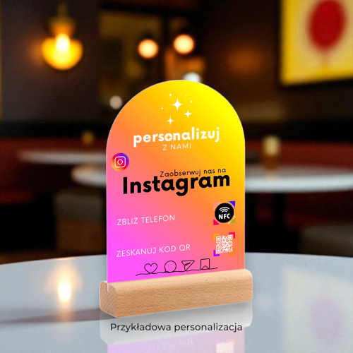 Prezenter akrylowy NFC Instagram zdobywaj obserwujących klientów social media