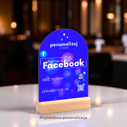 Prezenter Akrylowy NFC - Facebook - łuk