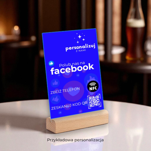 Prezenter Akrylowy NFC - Facebook - prostokąt